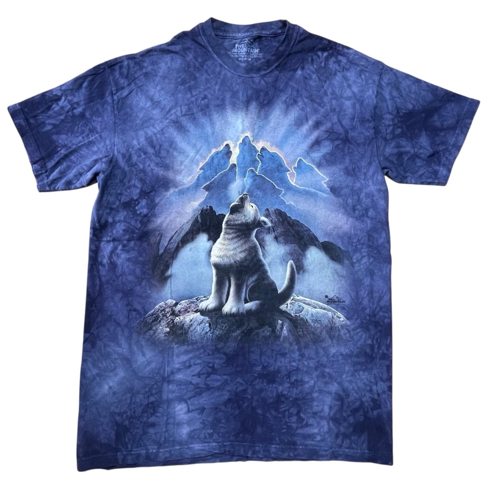 The Mountain Wolf Pup Howling at Mountain Tie Dye T-Shirt Tee Size L Made in USA